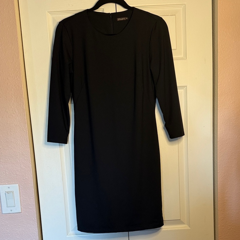 J.McLaughlin Black Stretch Sheath Dress XS 3/4 Sleeve Classic